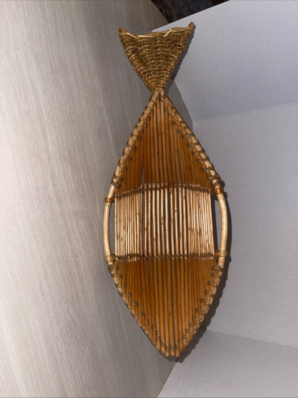 Vintage Large Fish Shaped Decorative, Bread Basket Wall Décor, Bohemian Retro - Picture 2 of 9